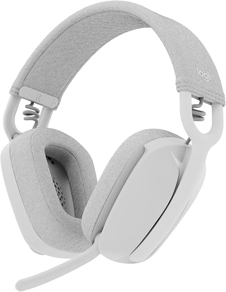 Headset Sem Fio Logitech Zone Vibe 100 Com Microfone Flip-to-Mute Com Cancelamento de Ruído, Conexão Bluetooth, Até 20h de Bateria, Design Leve e Confortável - Branco