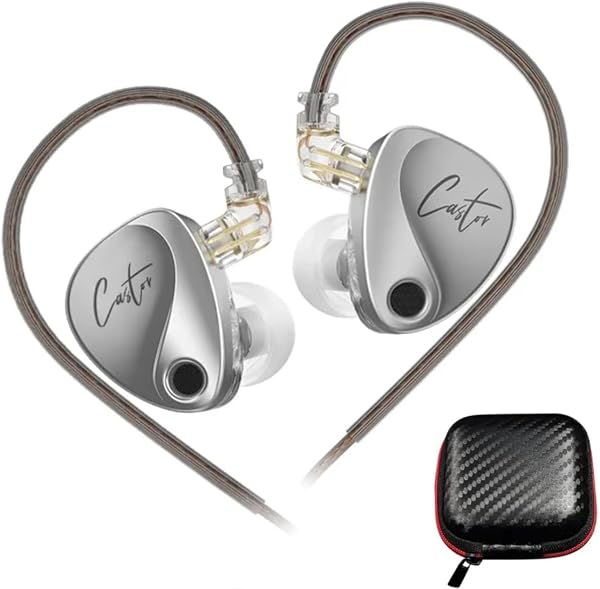 KZ Castor Fone de Ouvido Intra-Auricular IEM Drivers Dinâmicos Duplos Empilhados 8mm e 10mm (Preto)