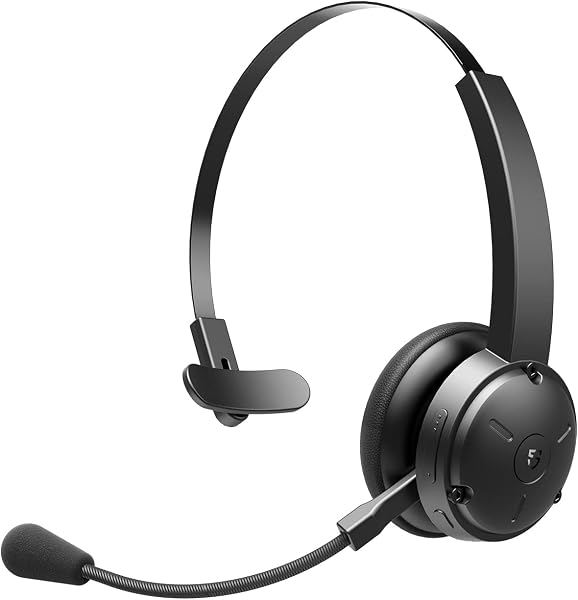 SoundPEATS Fones de Ouvido Sem Fio Bluetooth 5.2, A7 Pro Portáteis com Faixa de Cabeça com Microfones Cancelamento de Ruído de IA para Motoristas de Conferência/PC/Caminhões Total 40 Horas